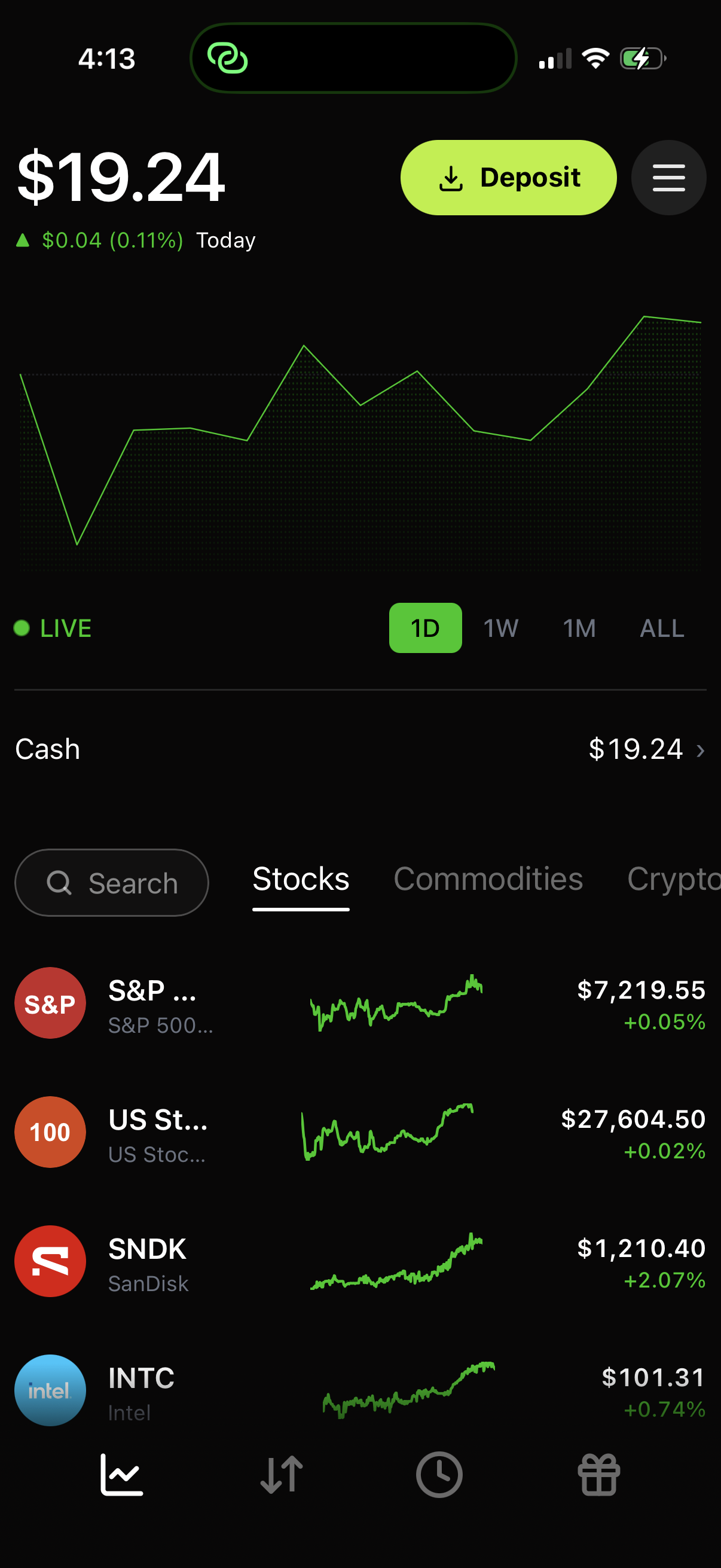 10X iPhone app showing markets and buying power